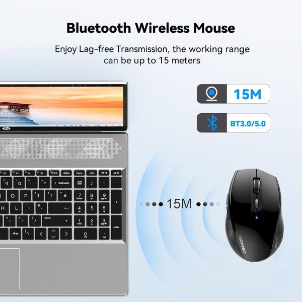 TECKNET Bluetooth Mouse, 4800 DPI Wireless Mouse, 2-Year Battery Computer Mouse 6 Adjustable DPI, 6 Buttons Compatible with Laptop/Windows/Computer - Image 3