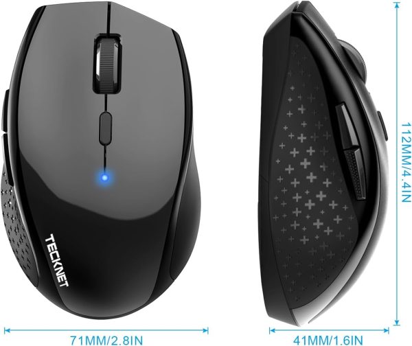 TECKNET Bluetooth Mouse, 4800 DPI Wireless Mouse, 2-Year Battery Computer Mouse 6 Adjustable DPI, 6 Buttons Compatible with Laptop/Windows/Computer - Image 4