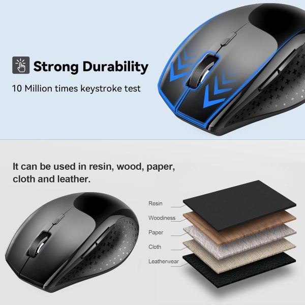 TECKNET Bluetooth Mouse, 4800 DPI Wireless Mouse, 2-Year Battery Computer Mouse 6 Adjustable DPI, 6 Buttons Compatible with Laptop/Windows/Computer - Image 6